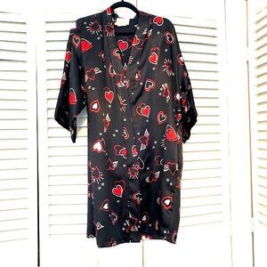 Vintage Dentelle Y2K Valentines Day Heart Love Dressing Robe size Medium